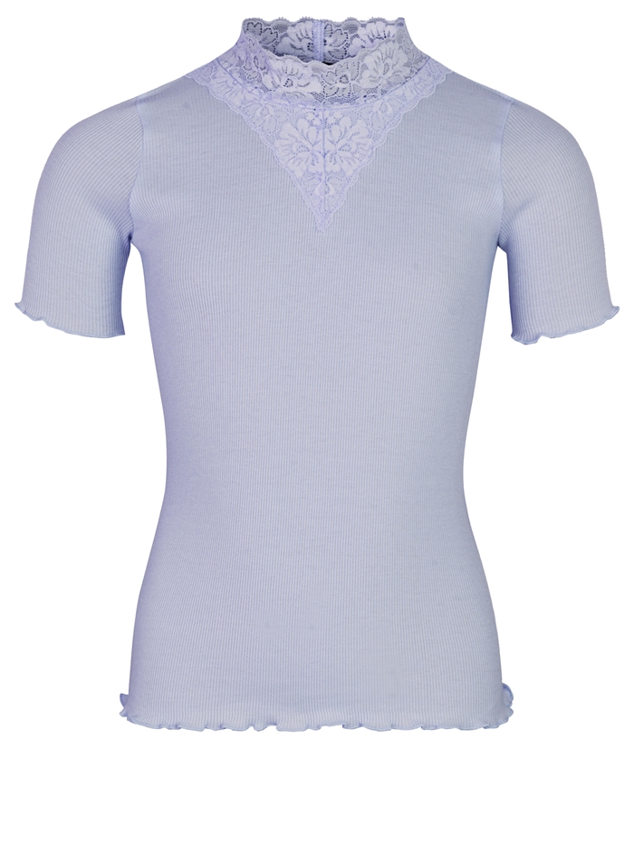 Rosemunde Organic Bernadine t-shirt regular w/ lace - Arctic blue