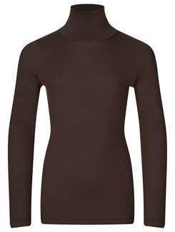 Rosemunde uld rullekrave trøje - Black brown
