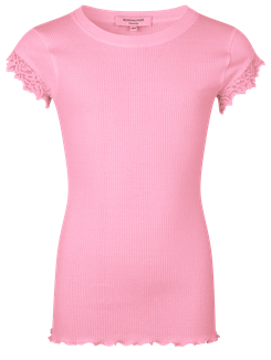 Rosemunde Silk t-shirt m/ blondeærmer - Dolly pink