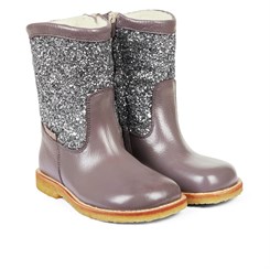 Angulus TEX-støvle med glitter og lynlås - Lavender/Dusty lavender glitter