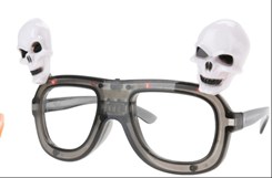 Halloween brille med lys og batterier - Skellet-brille
