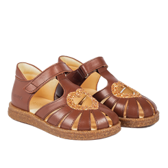 Angulus Hjerte sandal (smal til normal pasform) - Terracotta/Manderin Glitter
